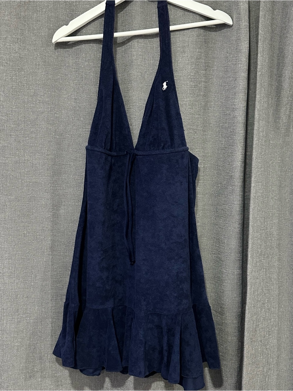 Vintage Ralph Lauren Navy Halter Terry Cloth Sleepwear Dress